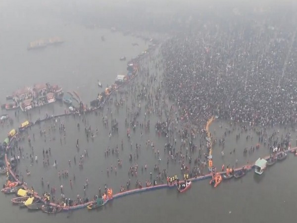 Devotees at the Sangam in Prayagraj (Photo/ANI)