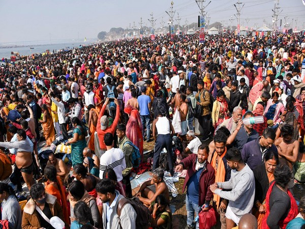 Devotees at the Sangam in Prayagraj (Photo/ANI)