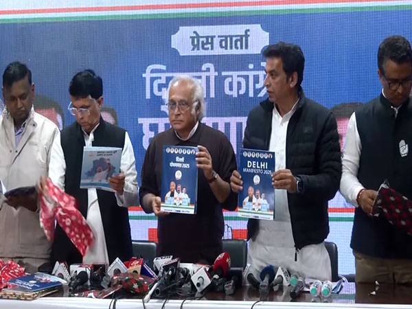 Congress leaders unveil manifesto for Delhi elections. (Photo/ANI)