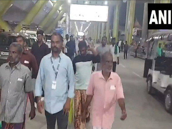 Six Indian fishermen detained in Sri Lanka return to Chennai after their release. (Photo: ANI)