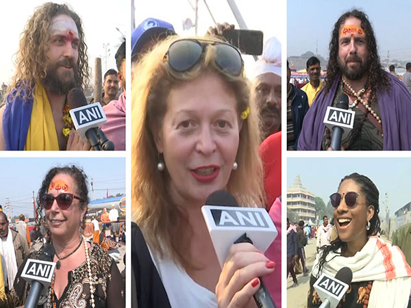 Foreign devotees and tourists attending the Maha Kumbh Mela (Photo/ANI)