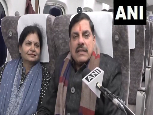 Madhya Pradesh CM Mohan Yadav and his wife, Seema Yadav (Photo/ANI)