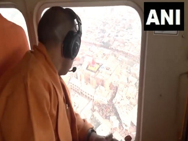 UP CM Yogi Adityanath conducts aerial survey of Ram temple premises in Ayodhya (Photo/ANI) 