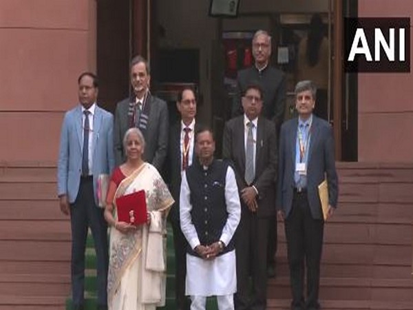 Union Finance Minister Nirmala Sitharaman arrives at the Parliament (Photo/ANI)