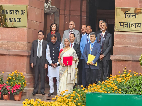 Union Finance Minister Nirmala Sitharaman with her team (Photo/ANI)