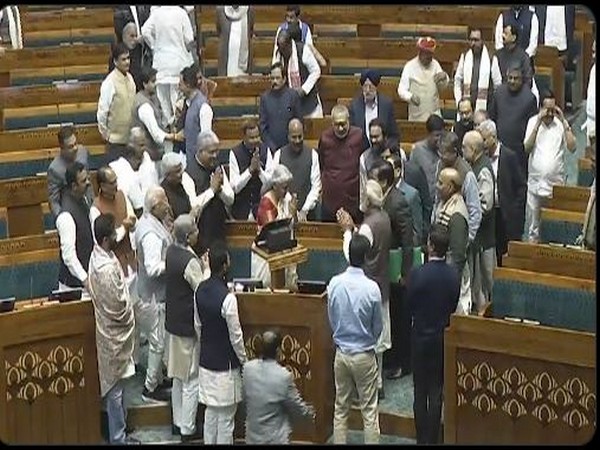 Prime Minister Narendra Modi and Union Ministers congratulated Finance Minister Nirmala Sitharaman after Budget presentation (Photo/ Sansad TV).