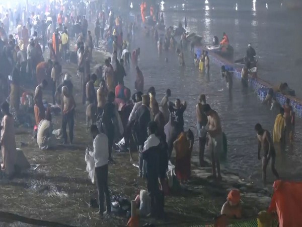 Devotees gather at Prayagraj for 'Amrit Snan' in River Ganga on Basant Panchami (Photo/ANI)