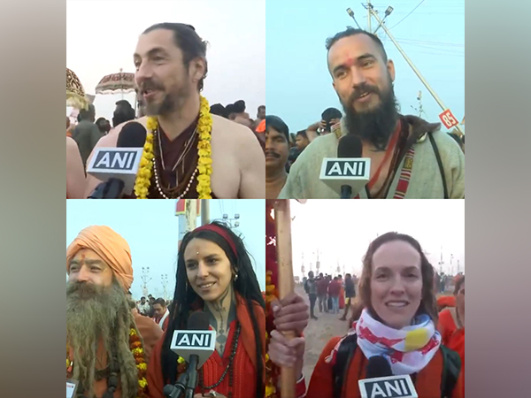 Foreign devotees in Prayagraj  (Photo/ANI)