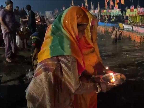 A visuals from Saryu Ghat in Ayodhya, on the occasion of Basant Panchami (Photo/ANI)