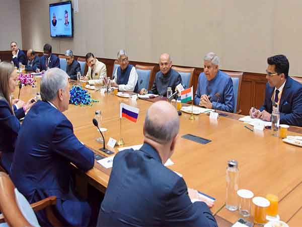 Chairman of the State Duma of Russia's Federal Assembly Vyacheslav Volodin, Vice President Jagdeep Dhankhar (Image Credit: X/@VPIndia)