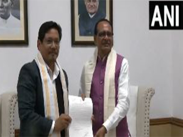 Meghalaya CM Conrad K. Sagma with Union Minister Shivraj Singh Chouhan (Photo/ANI)