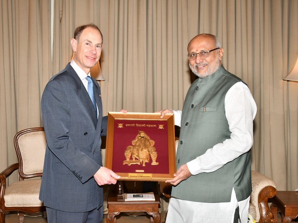 Duke of Edinburgh, Prince Edward with the Governor of Maharashtra CP Radhakrishnan on Sunday (Photo/@CPRGuv)