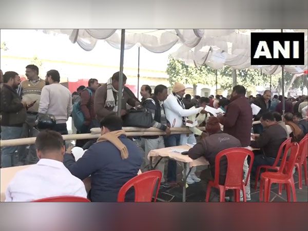 Polling parties collect materials ahead of Milkipur by-election. (Photo/ANI)