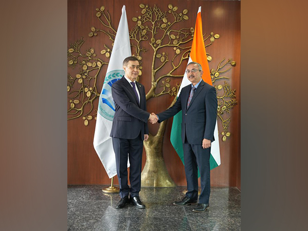 Secretary (West) of the Ministry of External Affairs, Tanmay Lal with SCO Secretary-General Nurlan Yermekbayev (Image: X@MEAIndia)