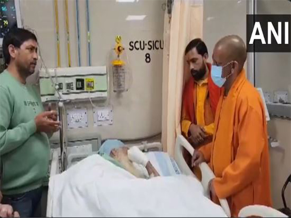 UP CM Yogi Adityanath meets Chief priest of Ram Janmabhoomi Temple Acharya Satyendra Das. (Photo/ANI)