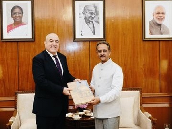 Union Minister of State for External Affairs, Kirti Vardhan Singh with Ambassador of Algeria Ali Achoui (Image: X@KVSinghMPGonda)