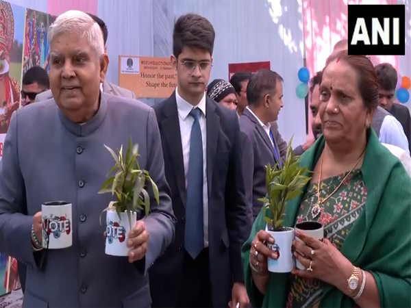 Vice President Jagdeep Dhankhar, accompanied by his wife Sudesh Dhankhar (Photo/ANI)