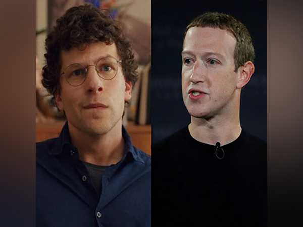 Jesse Eisenberg (Image source: X/ @goldenglobes) and Mark Zuckerberg (File Photo/Reuters)