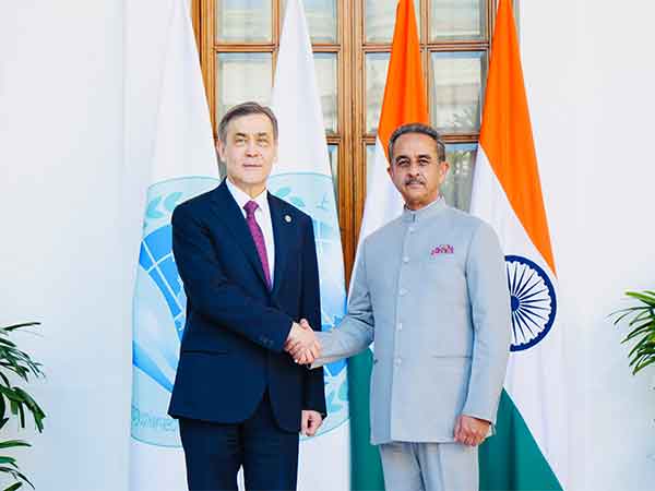 SCO Secretary General Nurlan Yermekbayev (left), Minister of State for External Affairs Kirti Vardhan Singh (Image Credit: X/@KVSinghMPGonda)