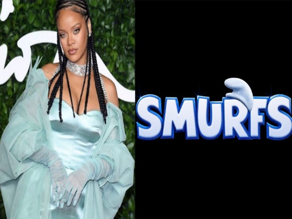 Rihanna and Smurfs (Image Source: Instagram/@smurfsmovie)