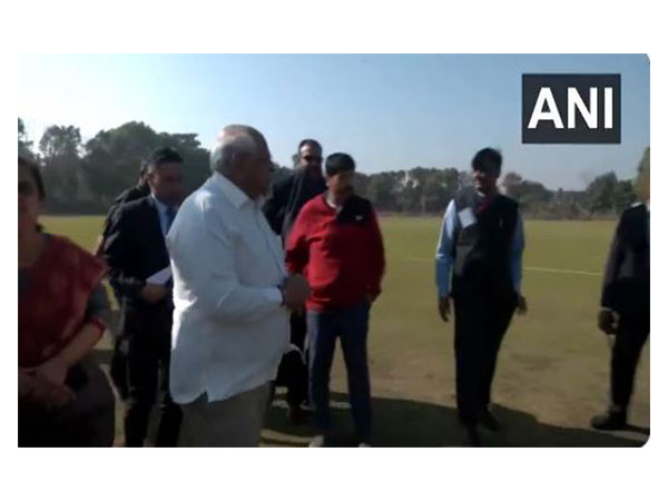 Gujarat CM Bhupendra Patel arrives in Prayagraj on Friday (Photo/ANI)