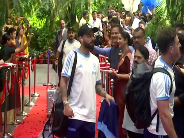 Virat Kohli and other team members received a warm welcome at hotel in Bhubaneswar. (Picture: ANI)