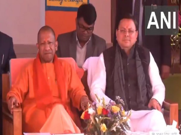 Uttar Pradesh Chief Minister Yogi Adityanath and Uttarakhand Chief Minister Pushkar Singh Dhami (Photo/ANI)