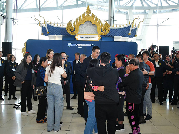 Five Thai nationals freed by Hamas arrive back in Thailand on Sunday (Photo/@MFAThai)