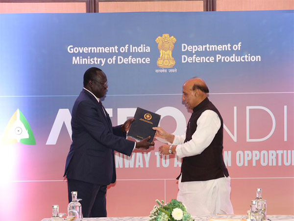 Defence Minister Rajnath Singh with Defence Minister of South Sudan Lt Gen Chol Thon J Balok (Image: X@rajnathsingh)