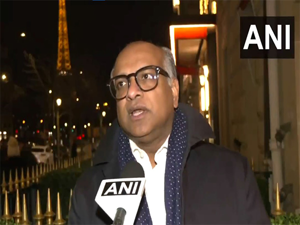 Coumar Ananda talks about expanding trade opportunities between India and France during the AI Summit in Paris. (Photo: ANI)