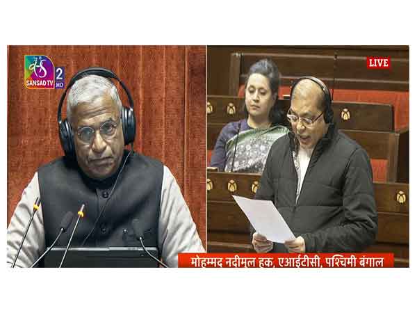 Nadimul Haque (right) speaking in Rajya Sabha. (Photo- Sansad TV Youtube)