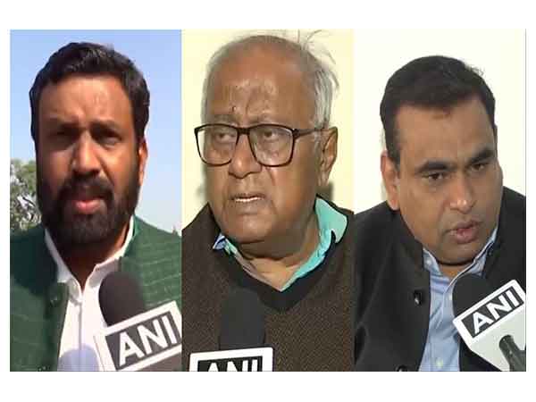 CPI MP P Sandosh Kumar , TMC MP Saugata Roy, Congress MP Kiran Kumar Chamala. (L to R)(Photo/ANI)