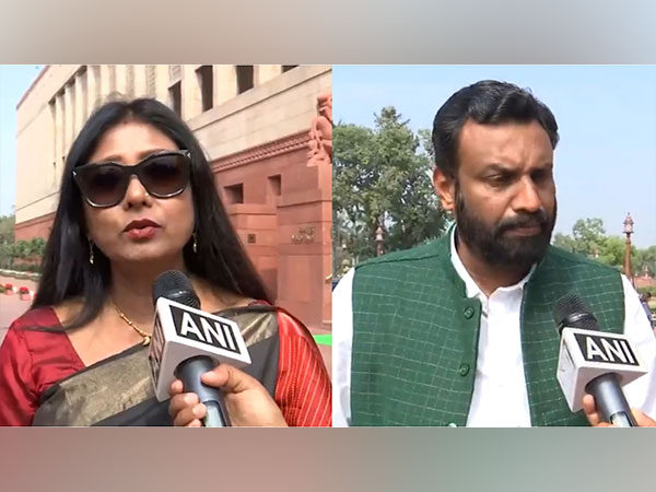 JMM MP Mahua Maji (L), CPI MP P Sandosh Kumar (R) (Photo/ANI)