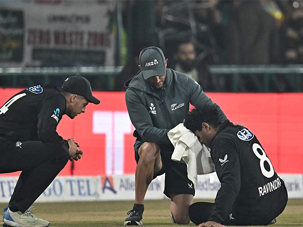 Rachin Ravindra receiving treatement for injury (Photo: ICC website)