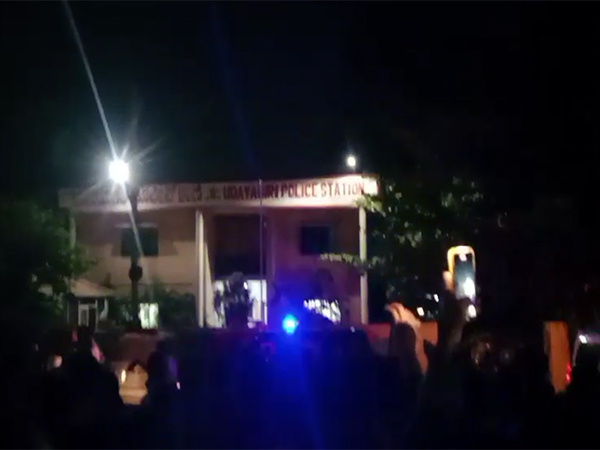 Crowd outside the Udayagiri Police Station (Photo/ANI)