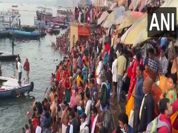 Devotees at the Dashashwamedh Ghat on occasion of Magh Purnima (Photo/ANI)