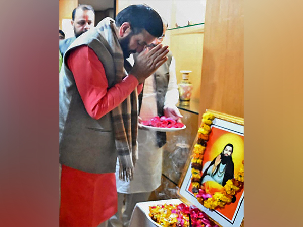 CM Nayab Singh Saini pays tribute to  Sant Shiromani Ravidas (Photo/ANI) 