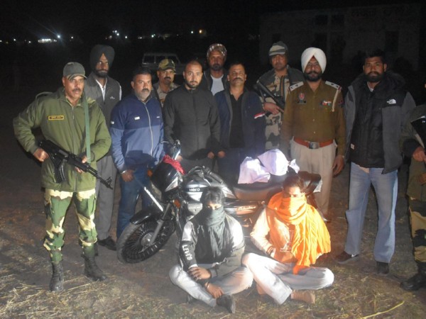 BSF apprehends 2 smugglers on Amritsar border on Tuesday. (Photo/ANI)