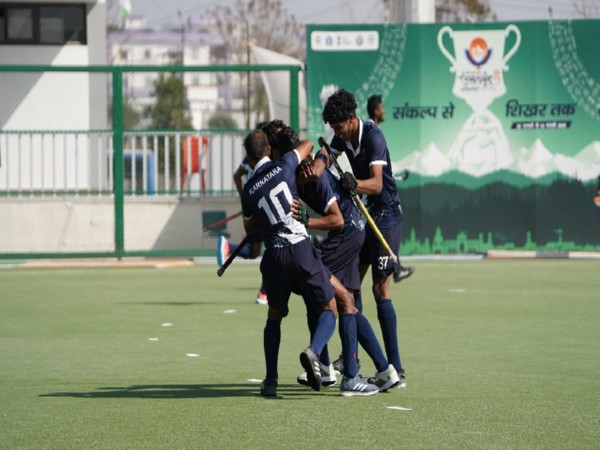 Karnataka players celebrating a goal. (Photo- 38th National Games)