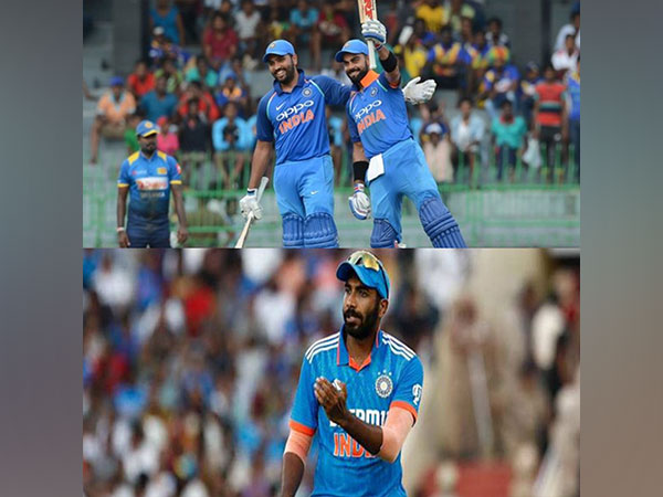 Rohit Sharma and Virat Kohli (top) and Jasprit Bumrah (down). (Photo- ICC)