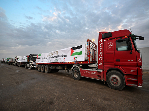UAE delivers 10 aid convoys to Gaza. (Photo/WAM)