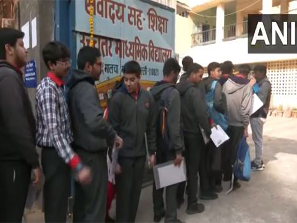 Students arrive for CBSE Board Exams 2025 for Class X in Delhi. (Photo/ANI)