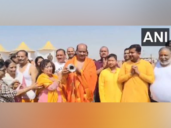 Lok Sabha speaker Om Birla takes a dip at Mahakumbh's Triveni Sangam (Photo/ANI) 