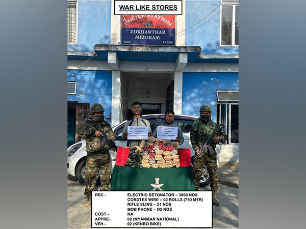 Assam Rifles, Mizoram Police seize 3,000 electric detonators in Champhai (Photo/ANI)