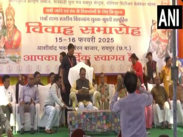 CM Vishnu Deo Sai attends mass marriage ceremony for specially-abled individuals in Raipur (Photo/ANI)