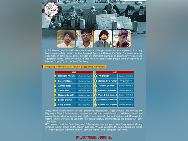 List of the forcibly abducted individuals (Photo/ X@ BalochYakjehtiC)