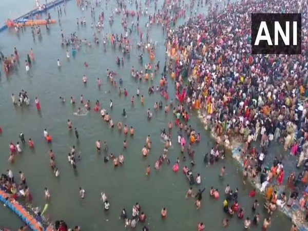 Drone visual from Triveni Sangam at Prayagraj (Photo/ANI)