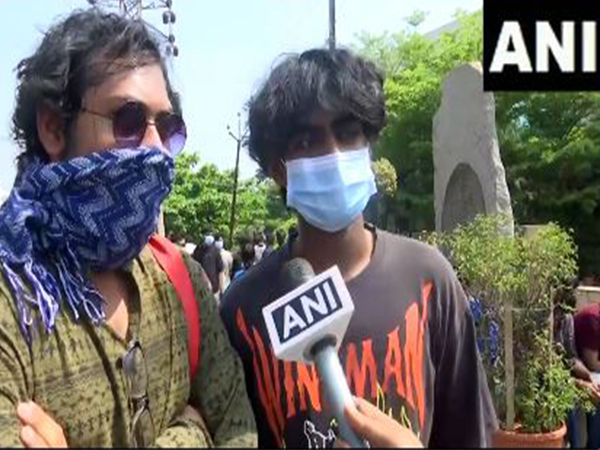 Protesting students at Kalinga Institute of Industrial Technology (KIIT) campus in Odisha. (Photo/ANI)