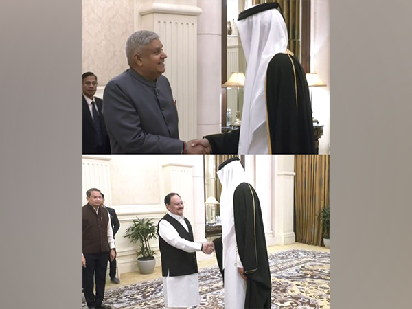 Vice President Dhankhar, Union Minister Nadda met with Amir of the State of Qatar. (Photo/ANI)