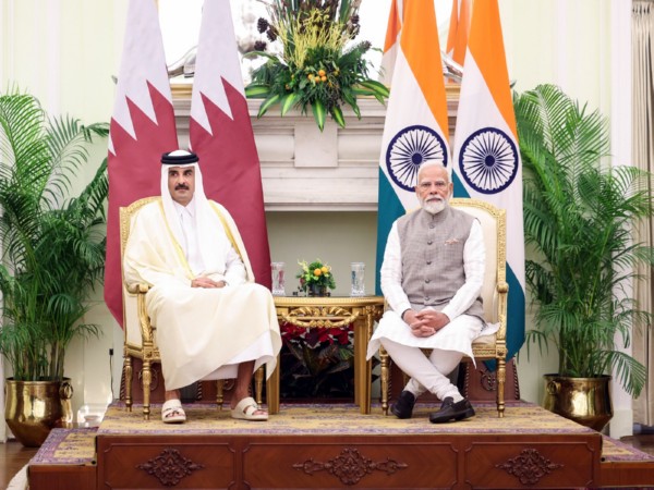 PM Narendra Modi with Sheikh Tamim Bin Hamad Al Thani, Amir of Qatar during signing of agreements between India and Qatar, at Hyderabad House in New Delhi on Tuesday (Photo/ANI)